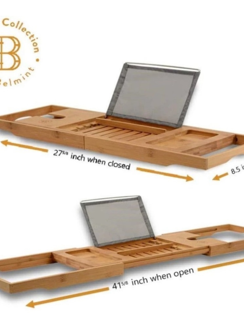 Bambusi Expandable Bamboo Spa Bathtub Caddy/ Tray
